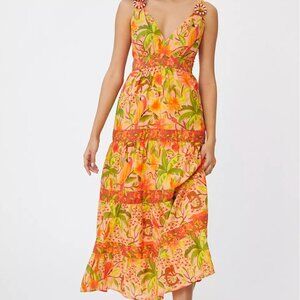 NWOT Anthropologie Farm Rio Tropical Tiered Maxi Dress Size XS